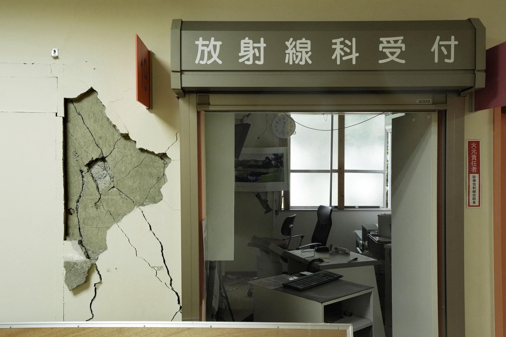 A view of the damage in Kumamoto Minami Hospital, after an earthquake with a preliminary magnitude of 7.1 struck Japan's southern Kumamoto prefecture, in Uki City (Reuters)