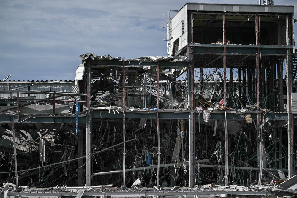 A general view shows damage to part of the Aeon Mall Kumamoto in Kashima, Kumamoto Prefecture (AFP/Getty)