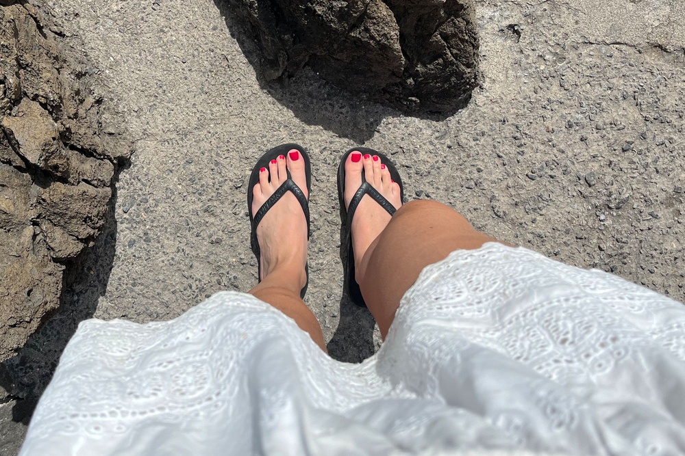 I enjoyed wearing the flip flops all the time on holiday (Alice Reynolds/The Independent)