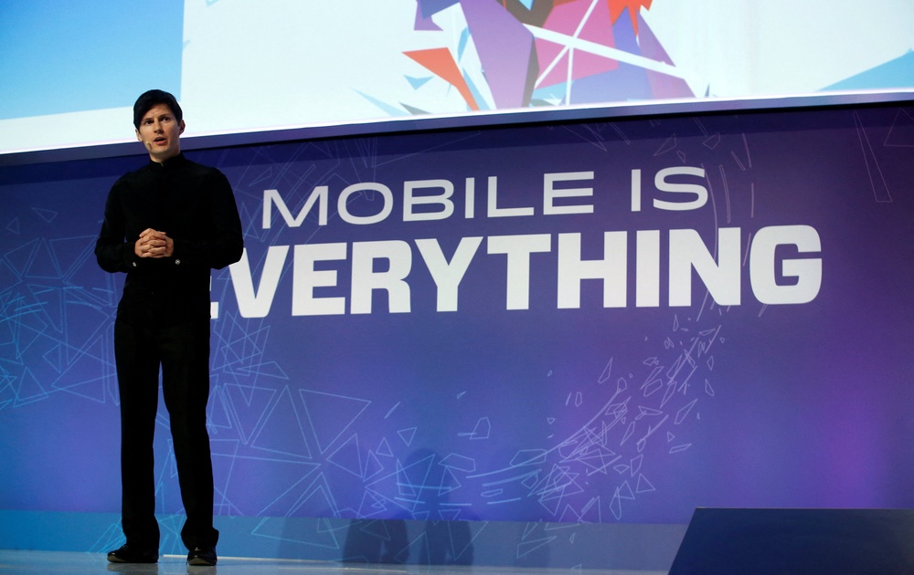 File: Founder and CEO of Telegram Pavel Durov delivers a keynote speech during the Mobile World Congress in Barcelona, Spain, 23 February 2016 (Reuters)