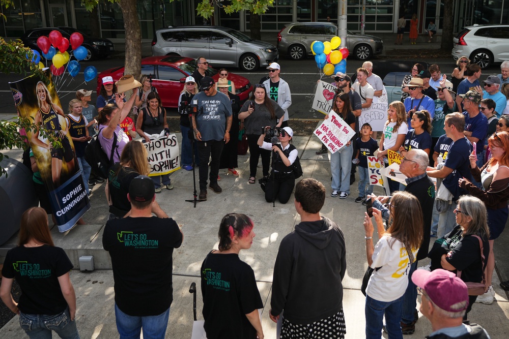 People rally to support Indiana Fever guard Sophie Cunningham after her comments on transgender athletes in women's sports (AP)