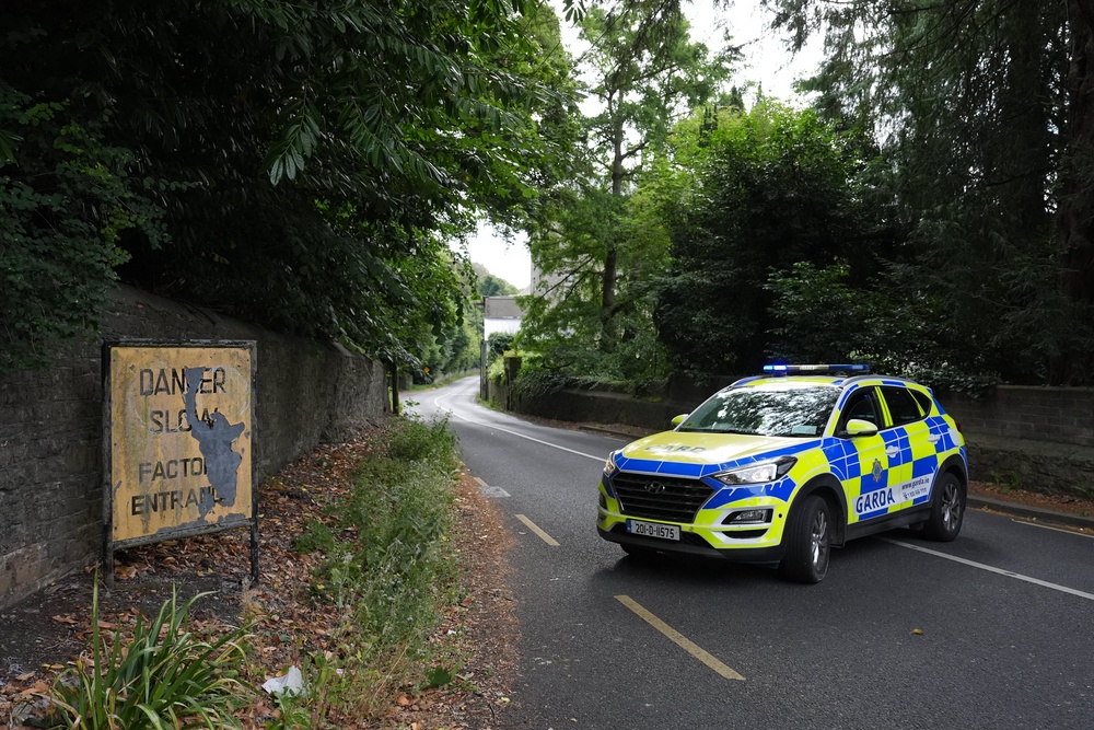 A police car stationed near the scene where Hansard was killed in a motorbike crash (PA)