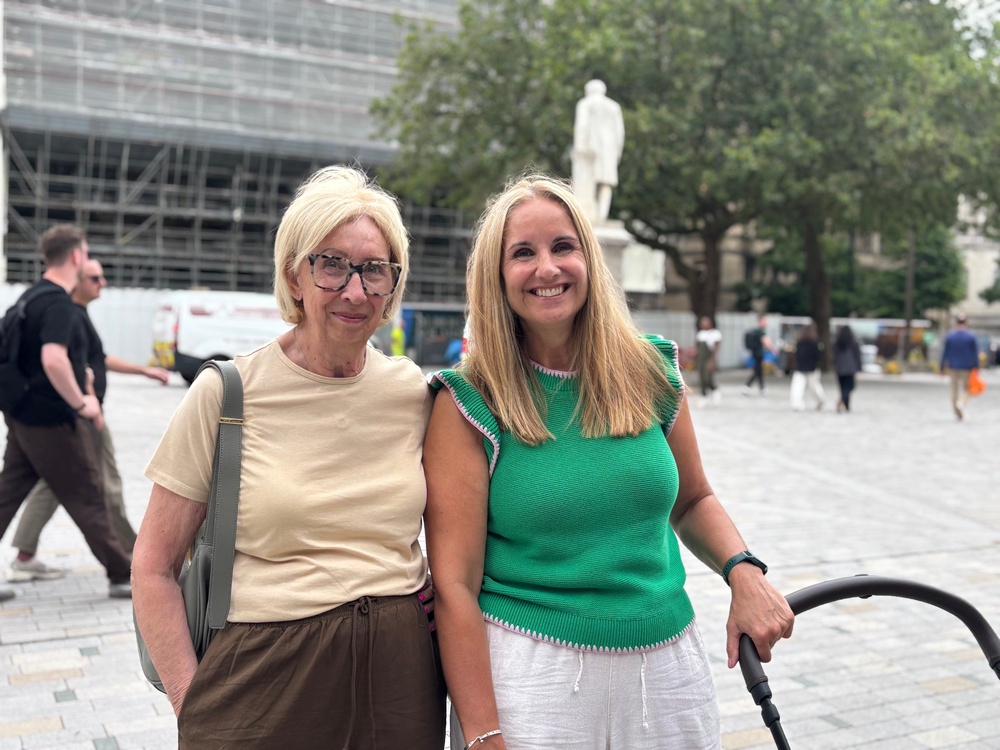 Carol Tallack (L) is impressed by Bev Craig. Her daughter Mandy Tootill isn't decided who she will vote for yet (The Independent)