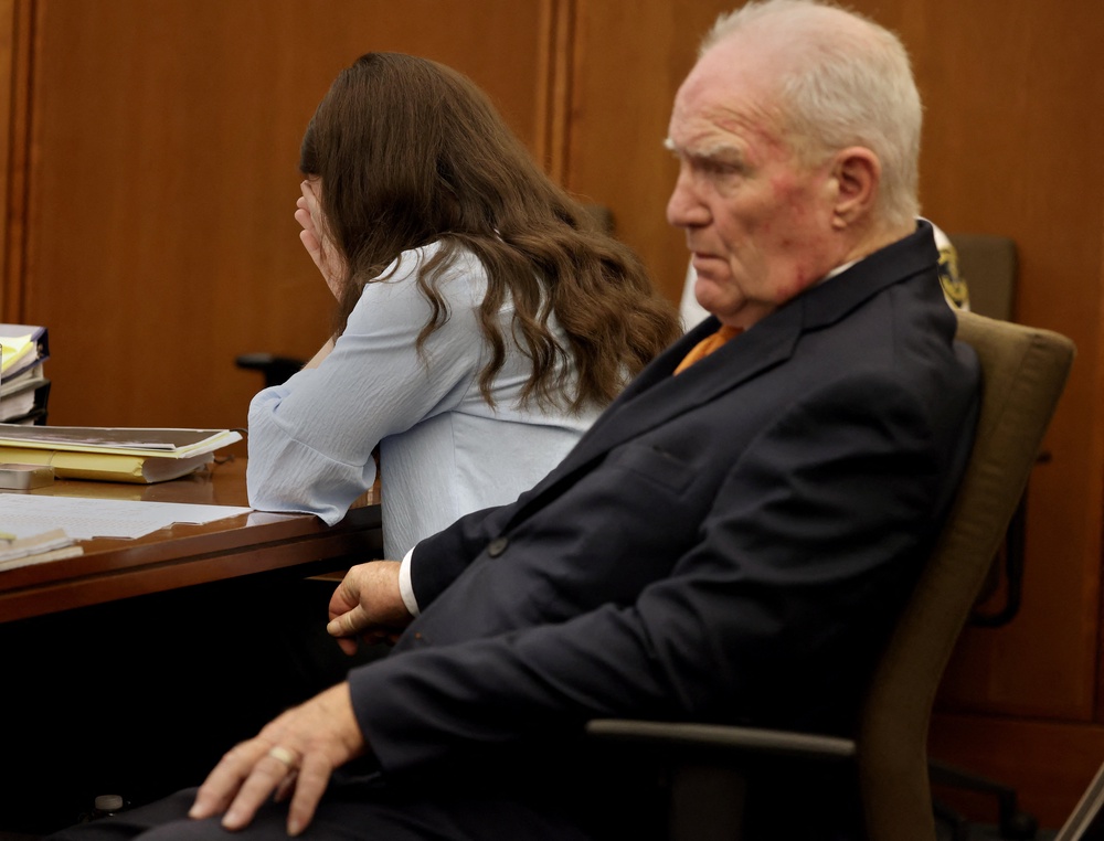 Lindsay Clancy sobbed in court on Wednesday while jurors listened to her former husband’s 911 call (Reuters)