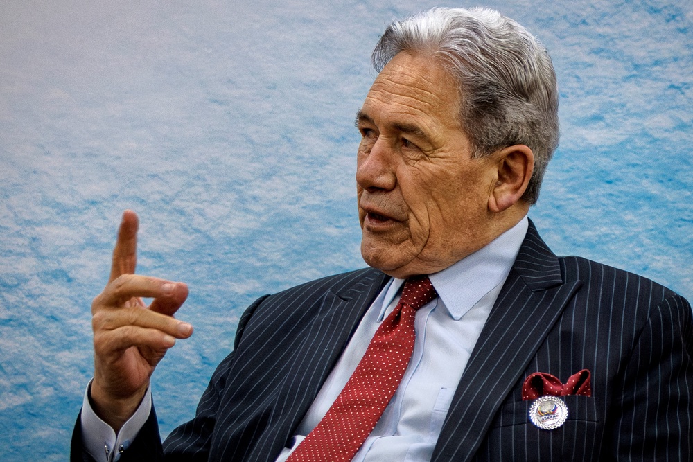 New Zealand foreign minister Winston Peters speaks with Philippines foreign secretary Theresa Lazaro (not pictured) during a bilateral meeting on the sidelines of the Asean Foreign Ministers' Meeting (Reuters)