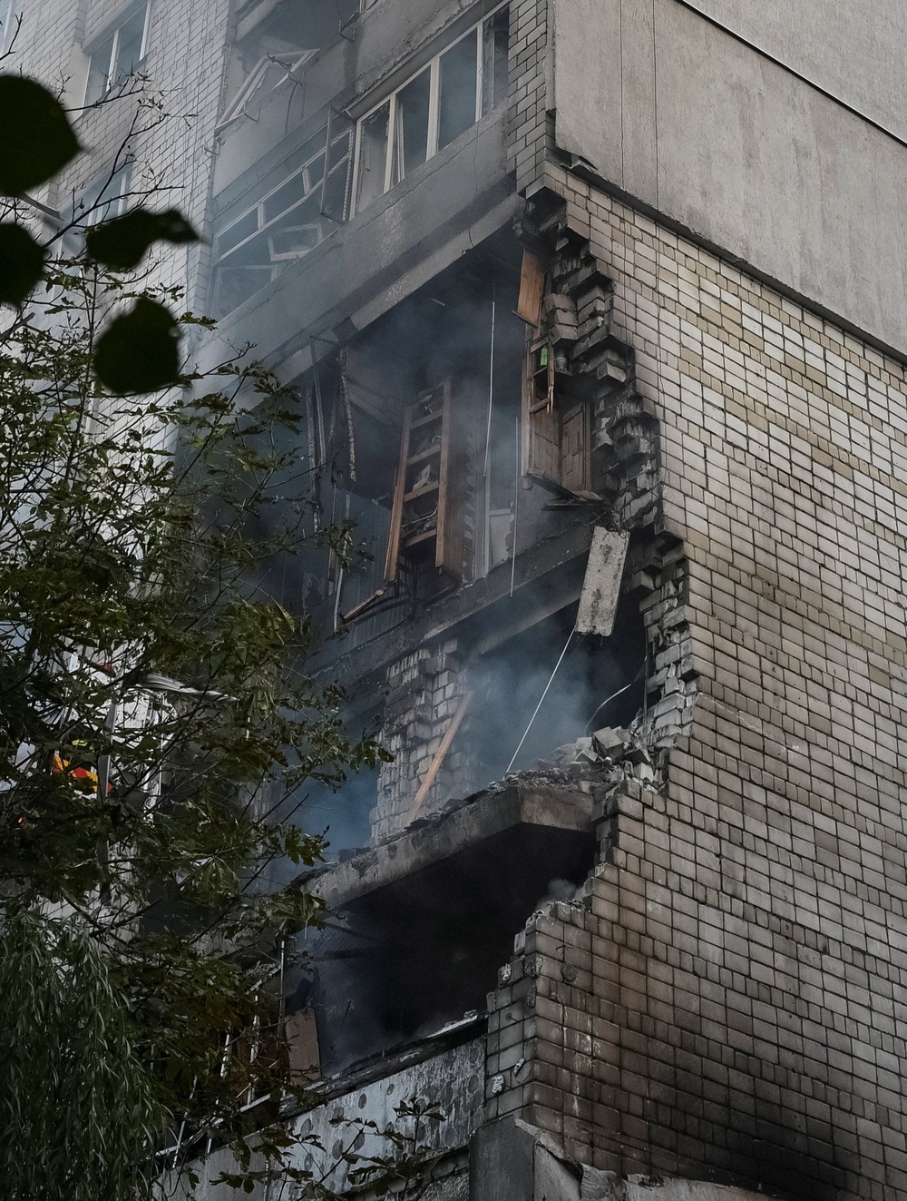 The apartment building hit by a Russian missile strike, amid Russia's attack on Ukraine, in Lviv (Reuters)