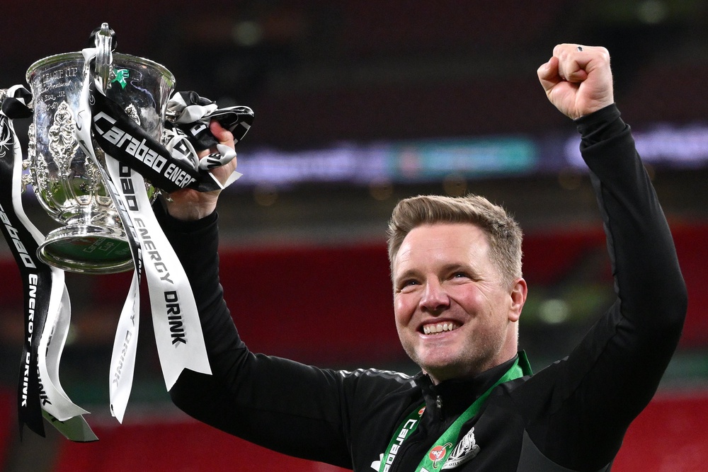 Eddie Howe ended Newcastle’s 70-year wait for a domestic trophy.... (Getty)