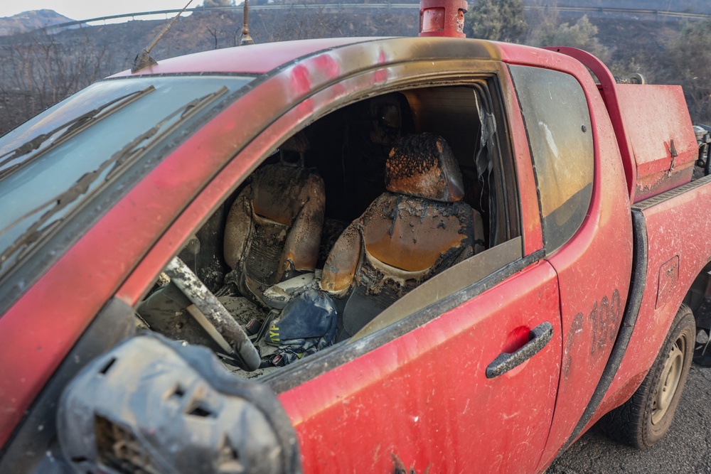 A burnt firefighting vehicle on the Greek island of Crete (AFP/Getty)