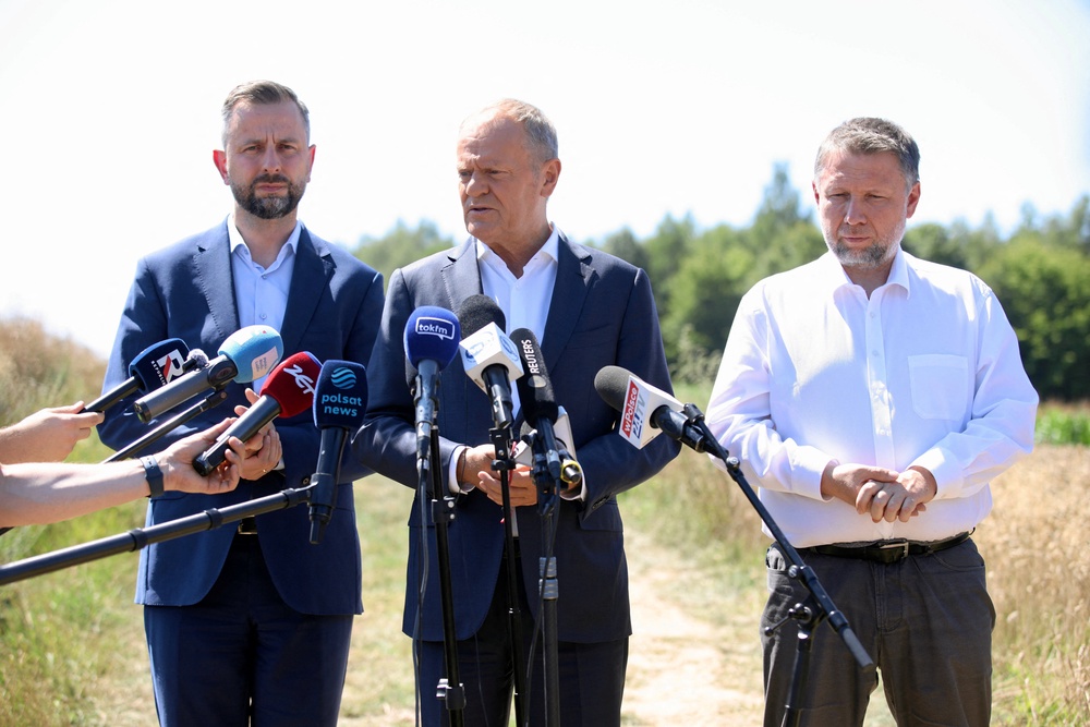 Polish prime minister Donald Tusk speaking after a Russian missile landed in Poland (Reuters)