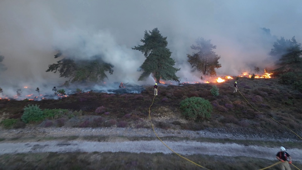 Fire crews are continuing to tackle the blaze (PA)