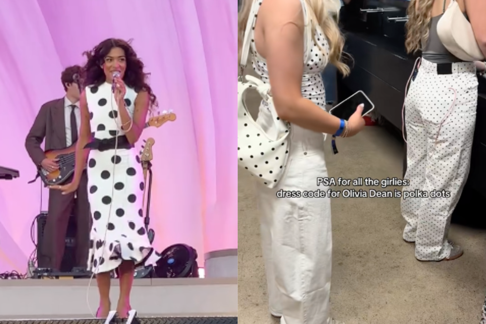 ’I wore them just for you’ Olivia Dean in polka dots in Dublin after her fans made them their uniform (TikTok/@rafaelaxolivera/@macecooke)