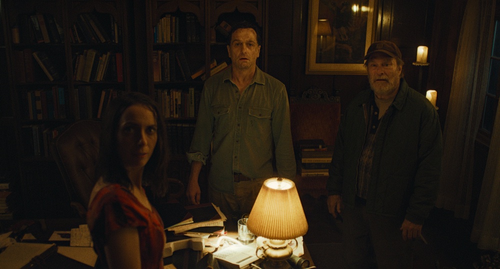 Party from hell: Kate O’Flynn, Matthew Rhys, and Stephen Root in episode four of ‘Widow’s Bay’ (Apple TV +)