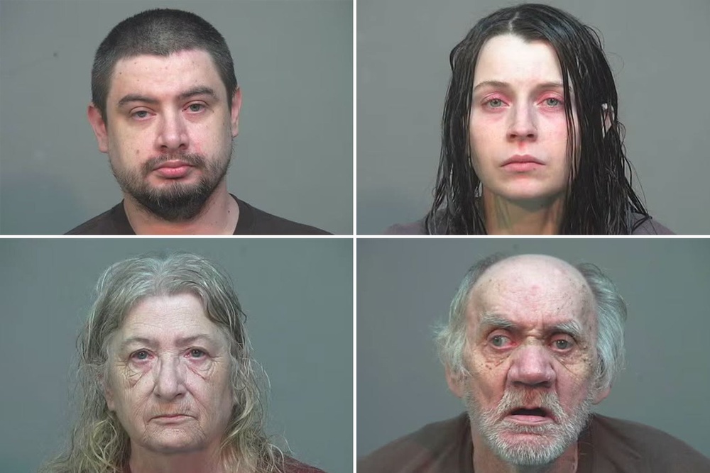 From top left: Gary Siders Jr., 36, his wife Elizabeth Siders, 33, and his parents Christina Siders, 68, and Gary Siders Sr., 73. The family was charged after authorities found Gary Siders Jr. and Elizabeth Siders’ children in squalor earlier this summer (Vinton County Sheriff)