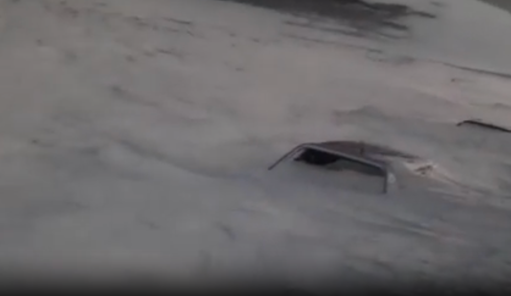 Only the roof of some vehicles was still visible after hours trapped in the middle of a snowstorm (Reuters)