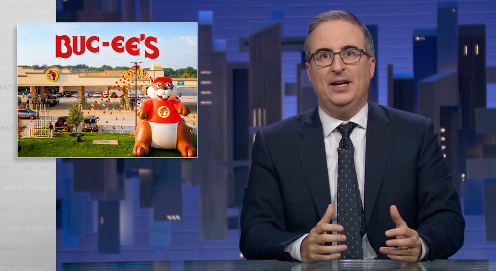John Oliver ridiculed Buc-ee's over its string of trademark lawsuits against companies using cartoon rodents as logos (HBO)