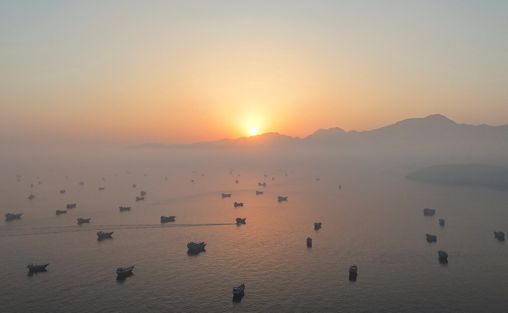 Drone footage showing vessels in the Strait of Hormuz which has faced heightened risks in recent weeks (Reuters)