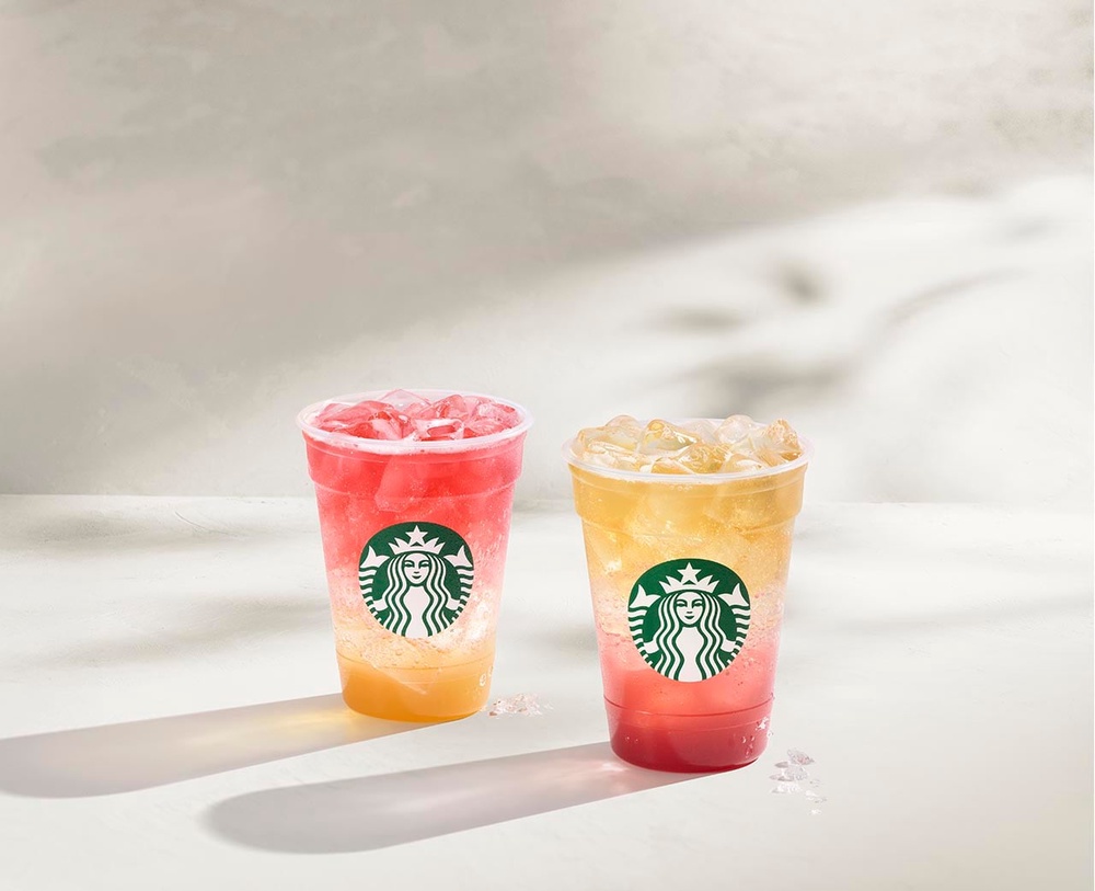 Starbucks is testing out a sparkling version of its Mango Strawberry Lemonade Energy Refresher drink (Starbucks)
