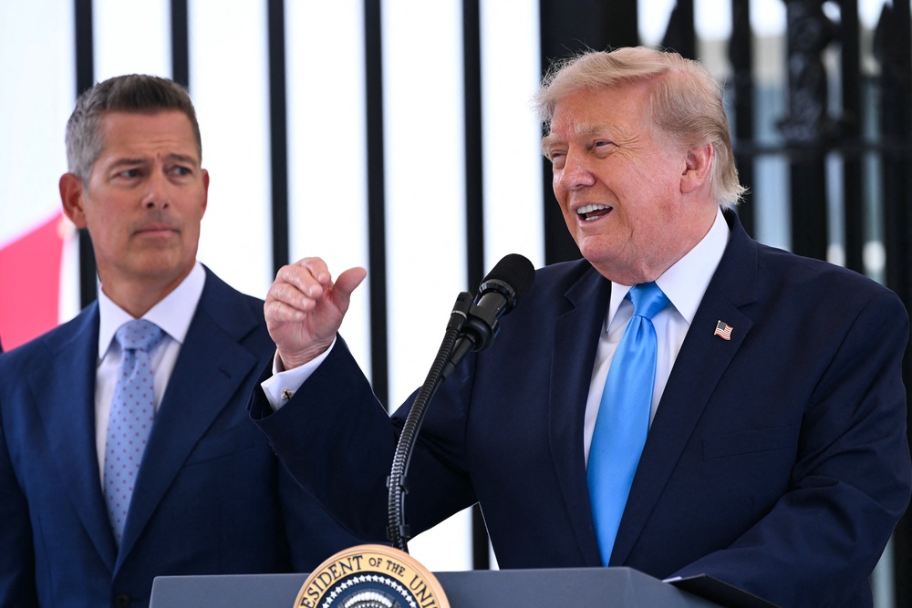 Transportation Secretary Sean Duffy was effusive in his praise of boss Donald Trump — as we’ve come to expect, but this event revealed something more about the president (AFP/Getty)