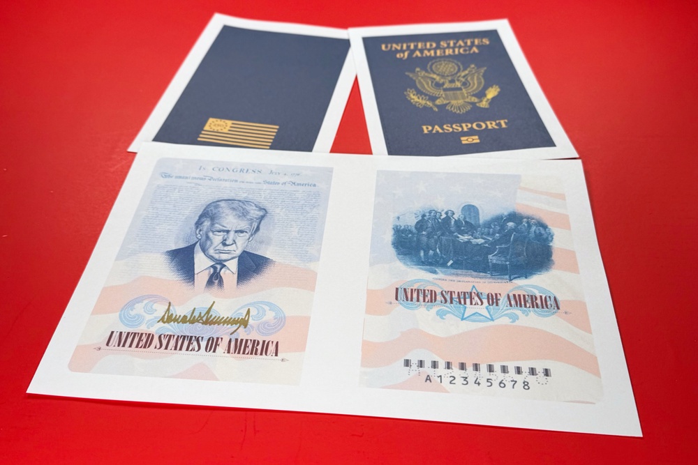 The passports are the latest instance of Trump having his name and likeness added to buildings, documents and other highly visible tributes. (AP Photo/Jon Elswick)