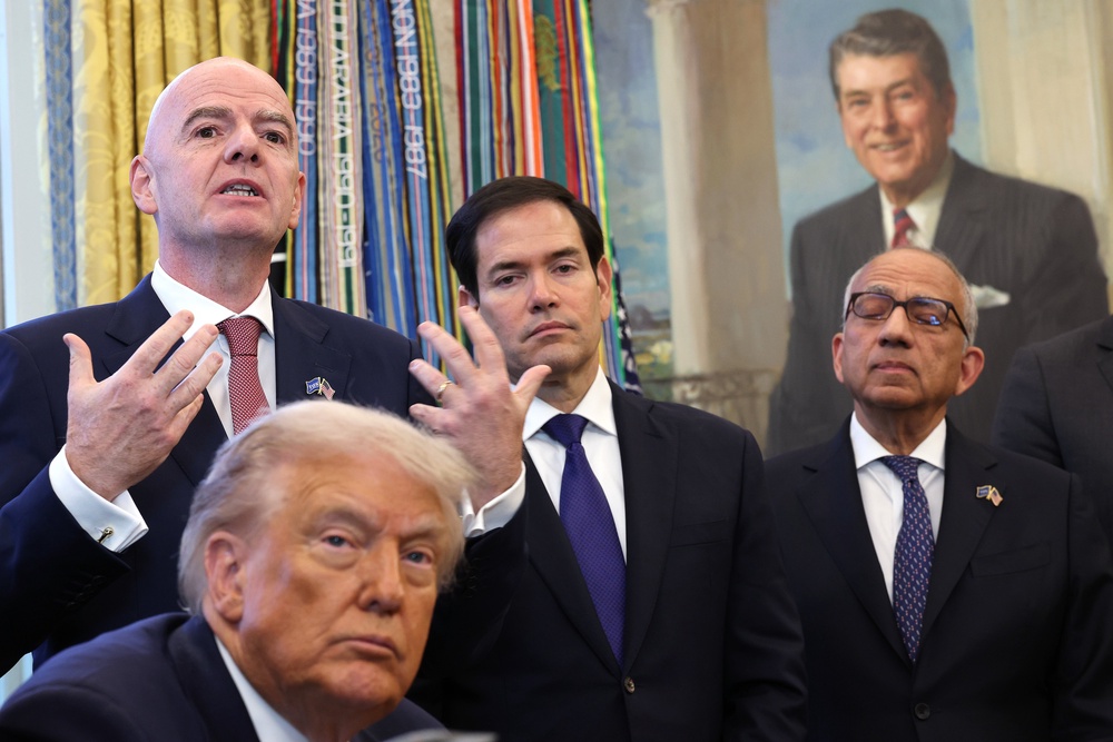 Trump has backed Infantino after calls for the latter president to be ousted grew (Getty)