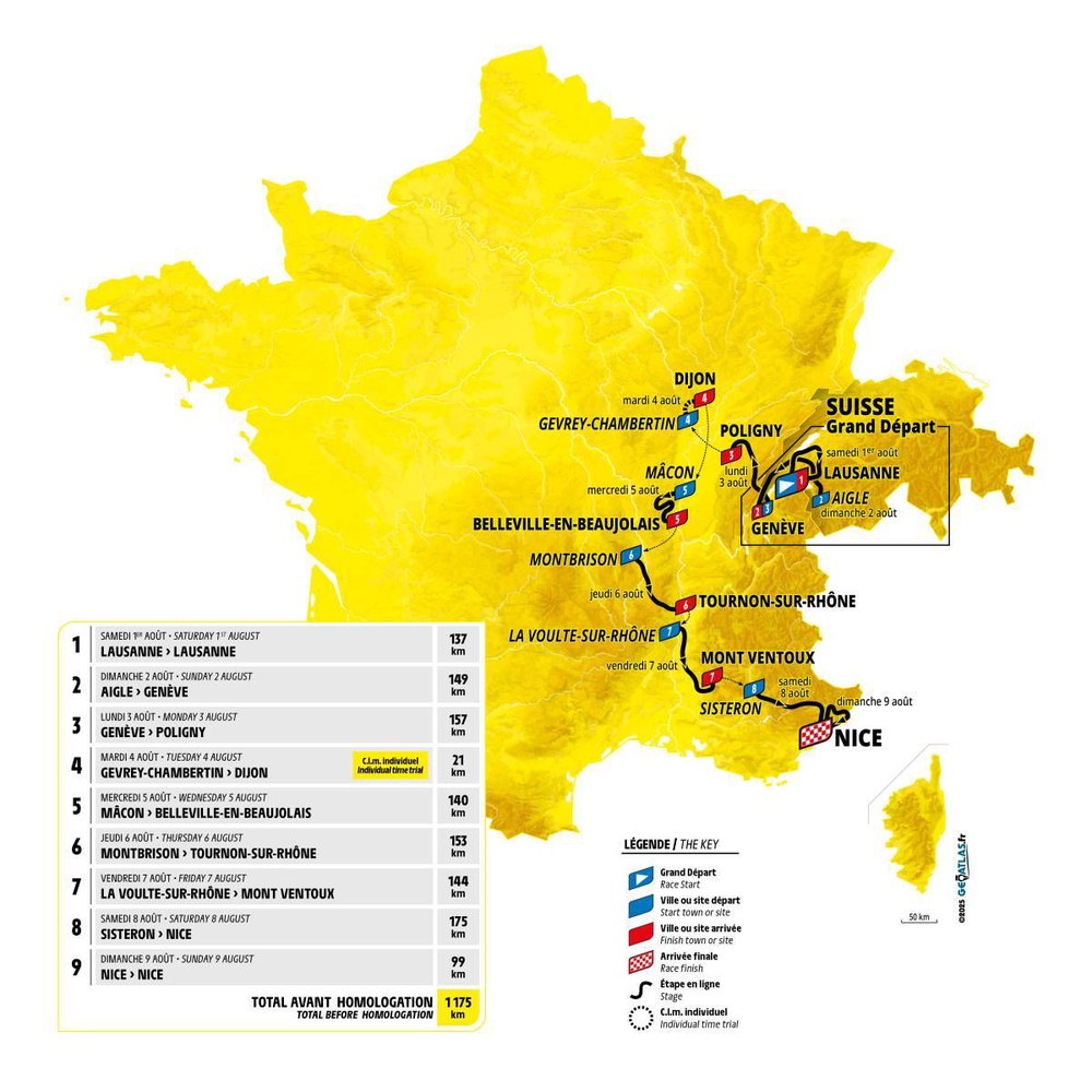 Tour de France Femmes 2026 route (ASO)