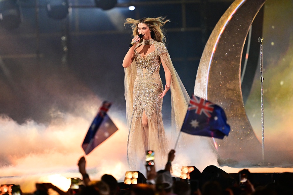 Golden Girl: Goodrem performs on behalf of Australia at the 2026 Eurovision Song Contest in Austria (Getty)