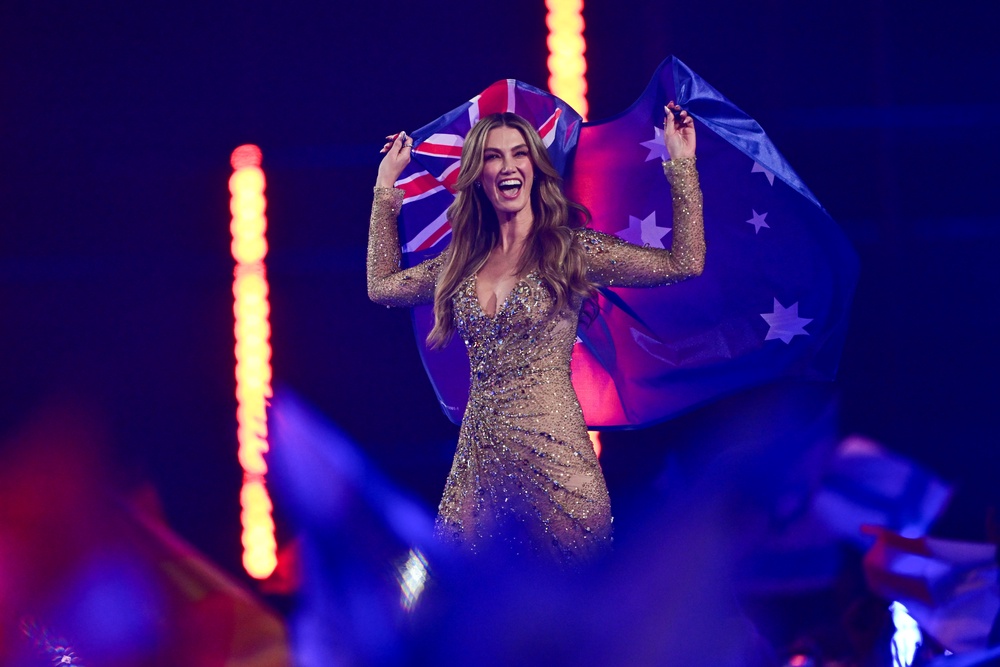Delta Goodrem at Eurovision in May 2026 (Getty)