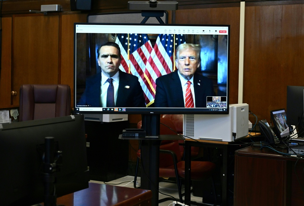 A jury convicted Trump on 34 counts of falsifying business records, and a judge sentenced him in January 2025 without any criminal consequences. The president has been trying to get the case moved into federal jurisdiction and ultimately dismissed by his own Justice Department (Getty)