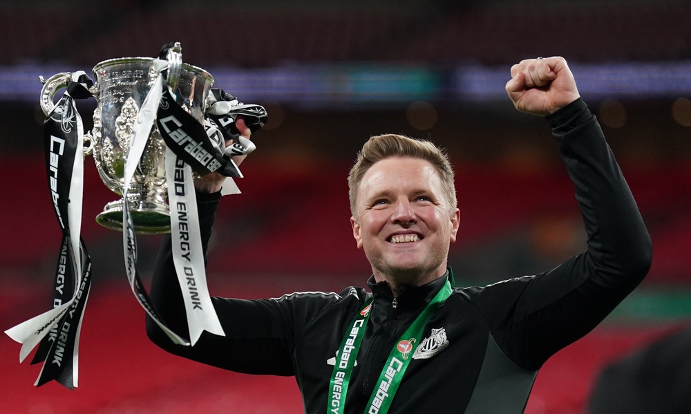 Eddie Howe guided Newcastle to Carabao Cup success in March 2025 (Owen Humphreys/PA) (PA Archive)