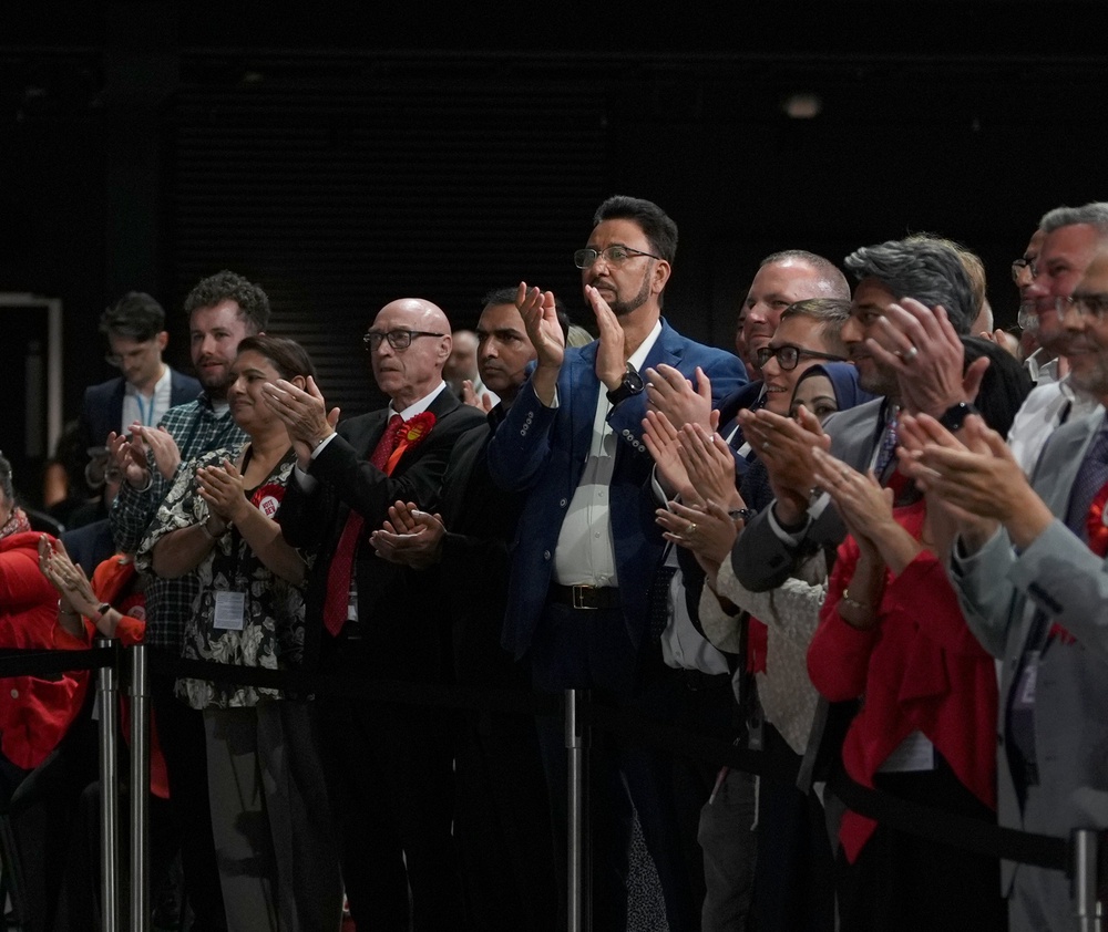 Labour supporters react after Bev Craig was declared winner of the Greater Manchester mayoral by-election at the Co-Op Live Arena (Annabel Lee-Ellis/PA) (PA Wire)