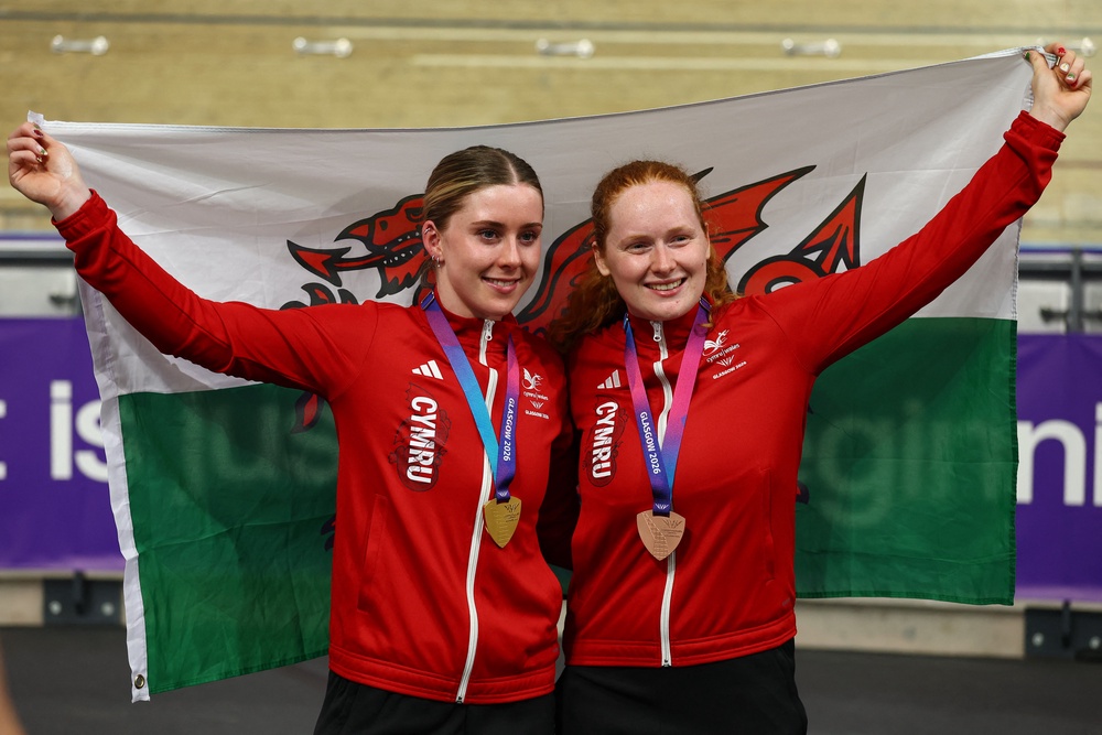 Wales took gold and bronze with Rhian Edmunds third on the podium (Reuters)