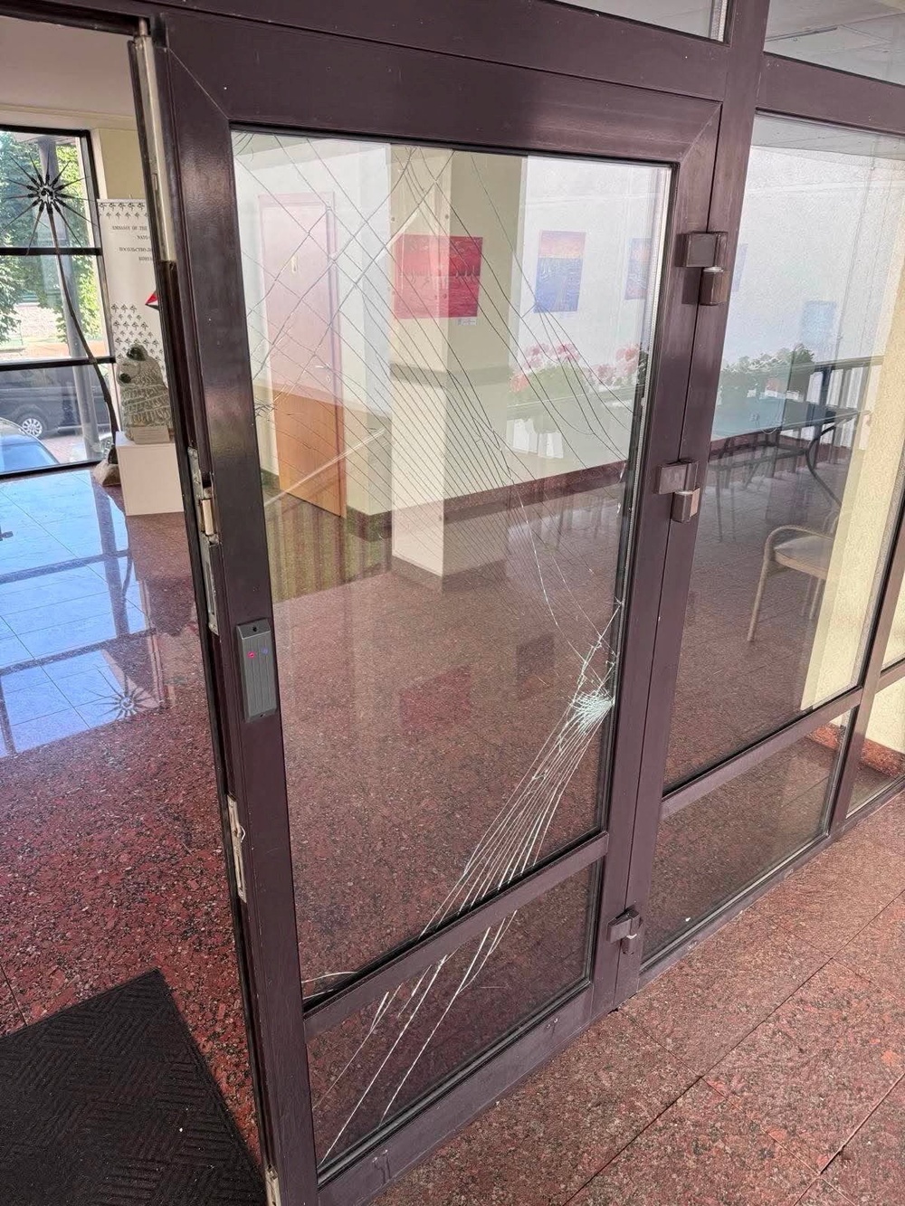 The interior of a damaged building that houses the Embassy of the Republic of Lithuania in Ukraine, after a Russian missile strike, amid Russia's attack on Ukraine, in Kyiv, Ukraine, (Reuters)