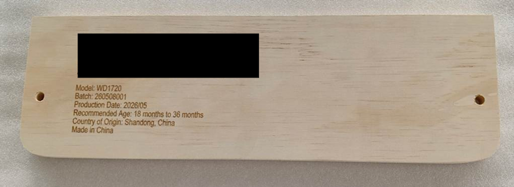 Step of recalled Woodure Kitchen Step Stool with model Number (CPSC)