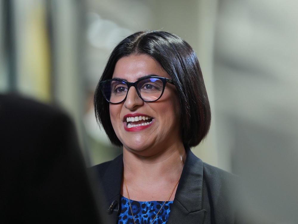 Home Secretary Shabana Mahmood speaking to media, during her visit to hear about the work of the National Crime Agency (NCA) (Yui Mok/PA) (PA Wire)