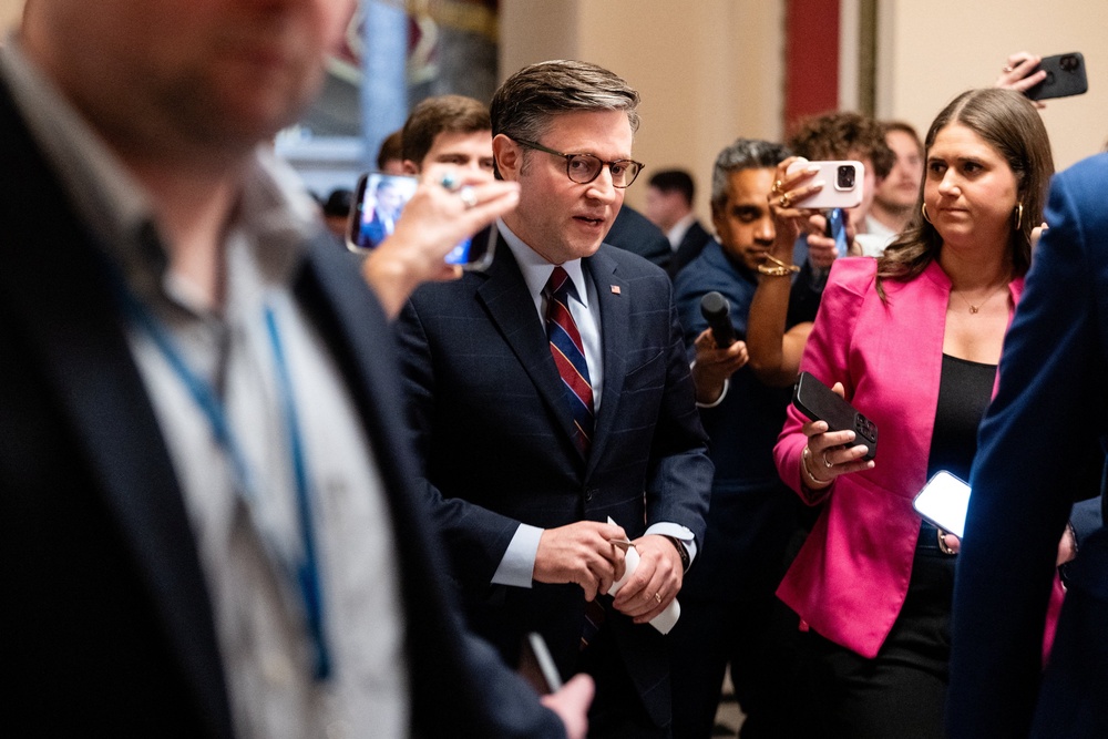 Mike Johnson is trying to protect a GOP majority in the House against projections that Democrats will take ove the chamber (Reuters)