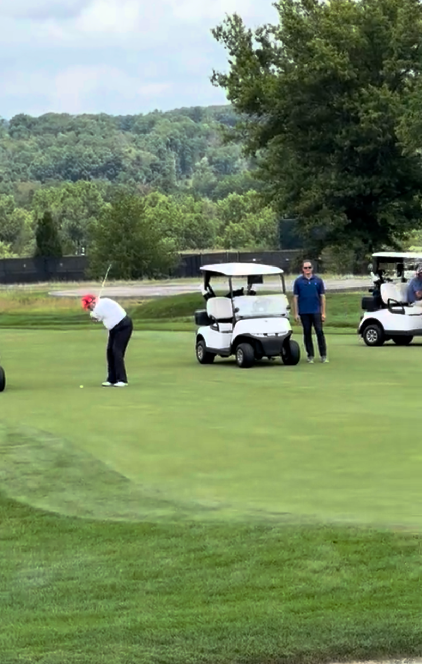 A screenshot from President Donald Trump's latest Truth Social post shows his 'winning shot' at his golf club in Bedminster, New Jersey (realDonaldTrump / Truth Social)