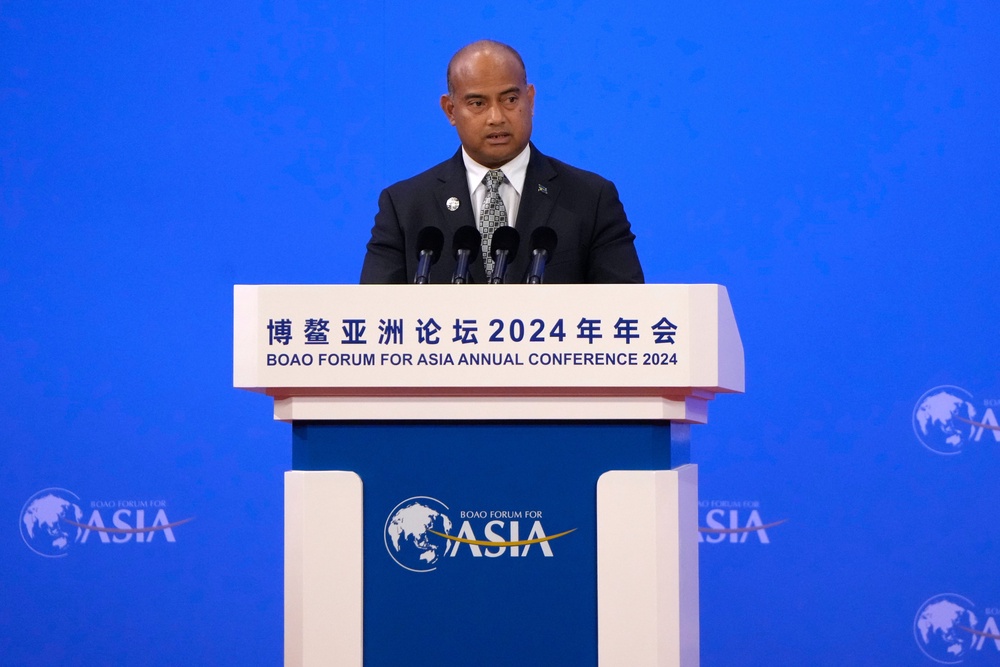 Nauru President David Adeang speaks at the opening ceremony of Boao Forum of Asia, in Boao in southern China's Hainan province on Thursday, March 28, 2024. (AP Photo/Tian Macleod Ji, File) (Copyright 2024 The Associated Press. All rights reserved)