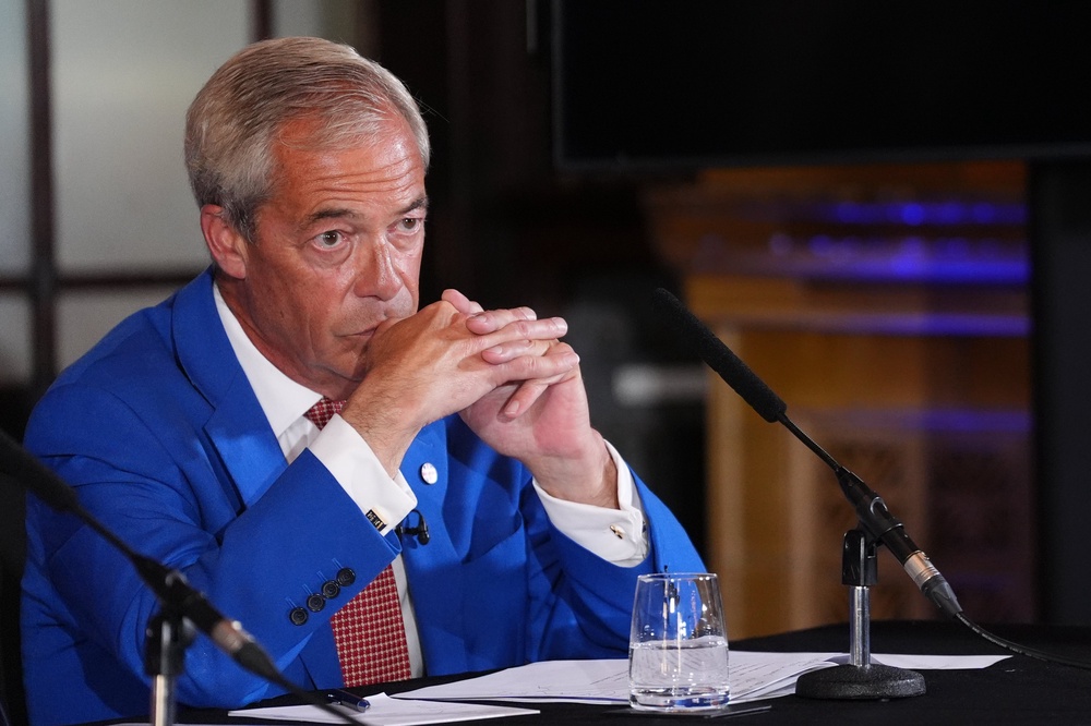 Reform UK leader Nigel Farage during a press conference on Monday (PA)