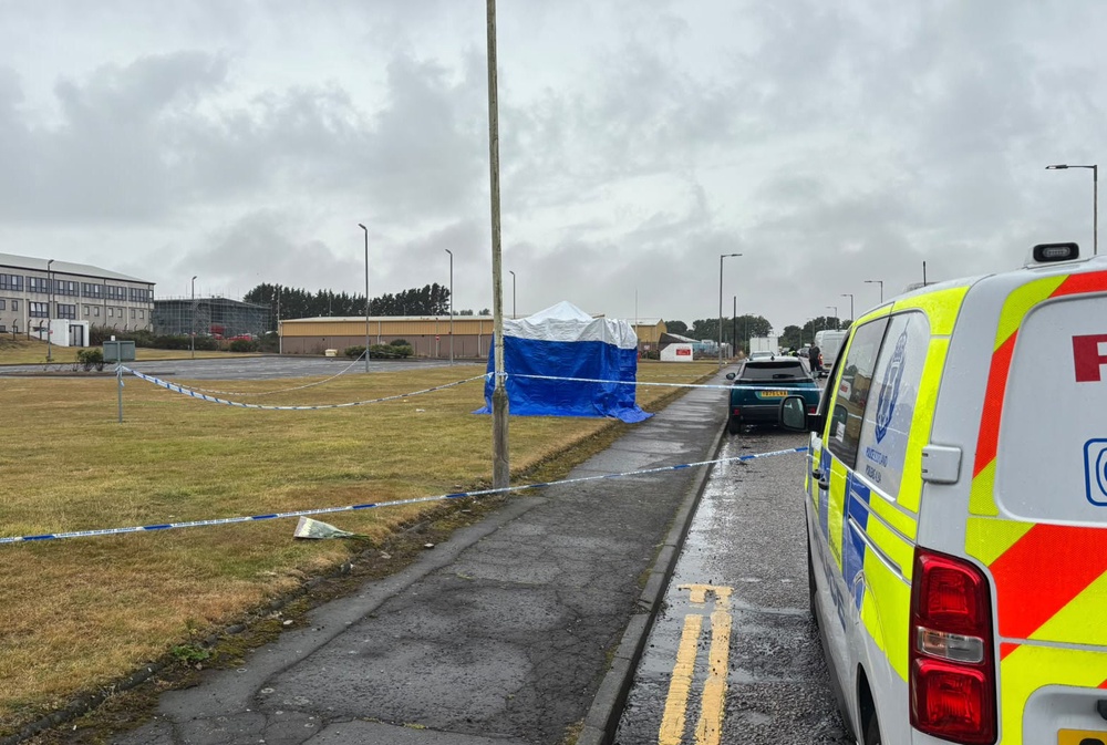 Police at the Elliot industrial estate in Arbroath where a nine-year-old girl was found seriously injured and later died (Rachel Keenan/PA) (PA Wire)