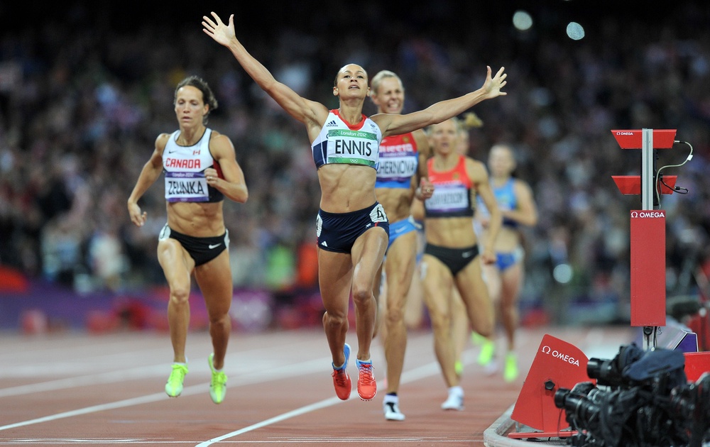 Jessica Ennis celebrates winning heptathlon gold on ‘Super Saturday’ (Martin Rickett/PA) (PA Archive)