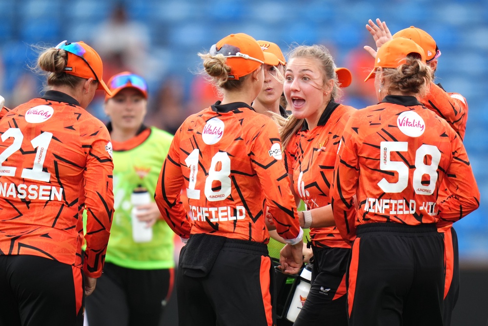 Sunrisers Leeds players celebrate a wicket (Annabel Lee-Ellis/PA) (PA Wire)