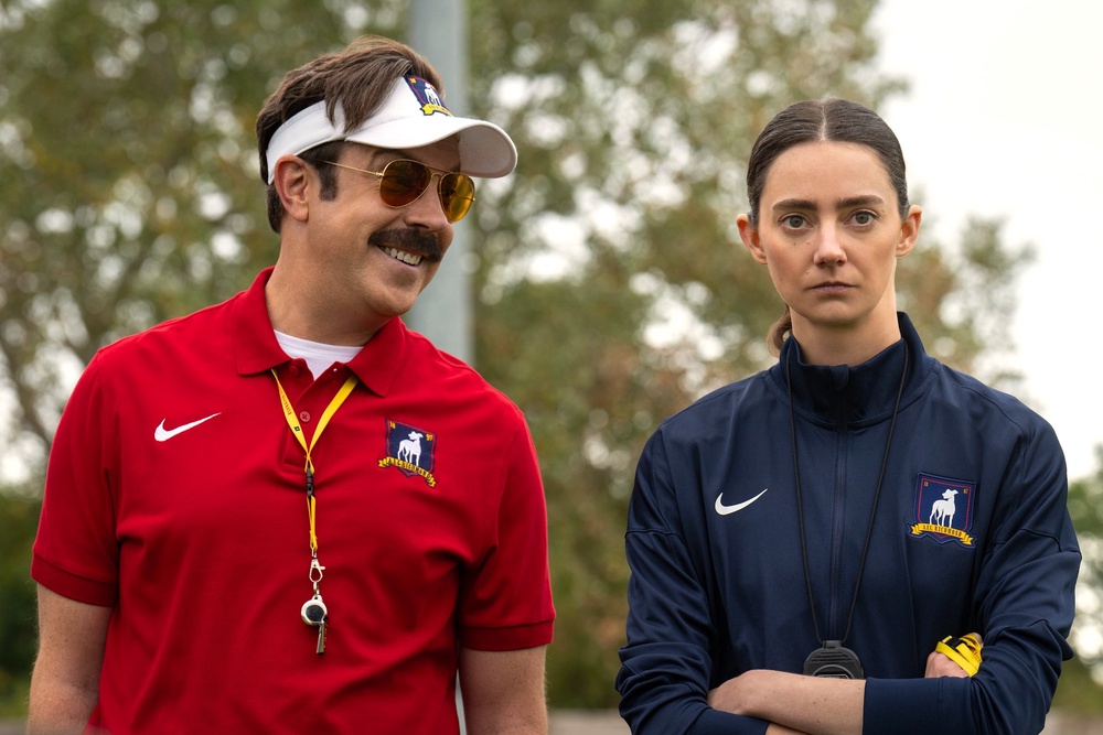 Jason Sudeikis and new star Tanya Reynolds in ‘Ted Lasso’ (Apple TV+)