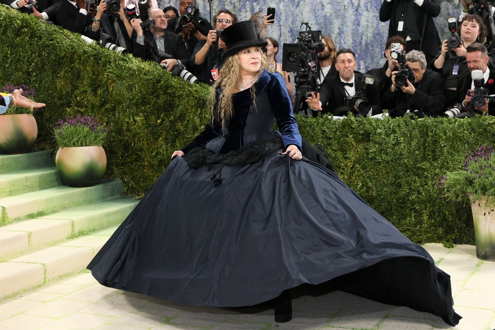 Stevie Nicks attended this year’s Met Gala in a custom look designed by John Galliano for Zara (Getty)