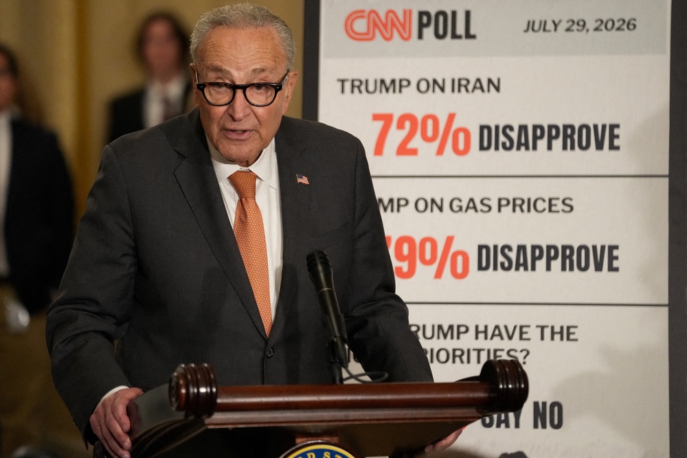 Senate minority leader Chuck Schumer. The Democratic Party is expected to make major gains during the 2026 midterms, though the DNC is well behind the Republicans on fundraising (Reuters)