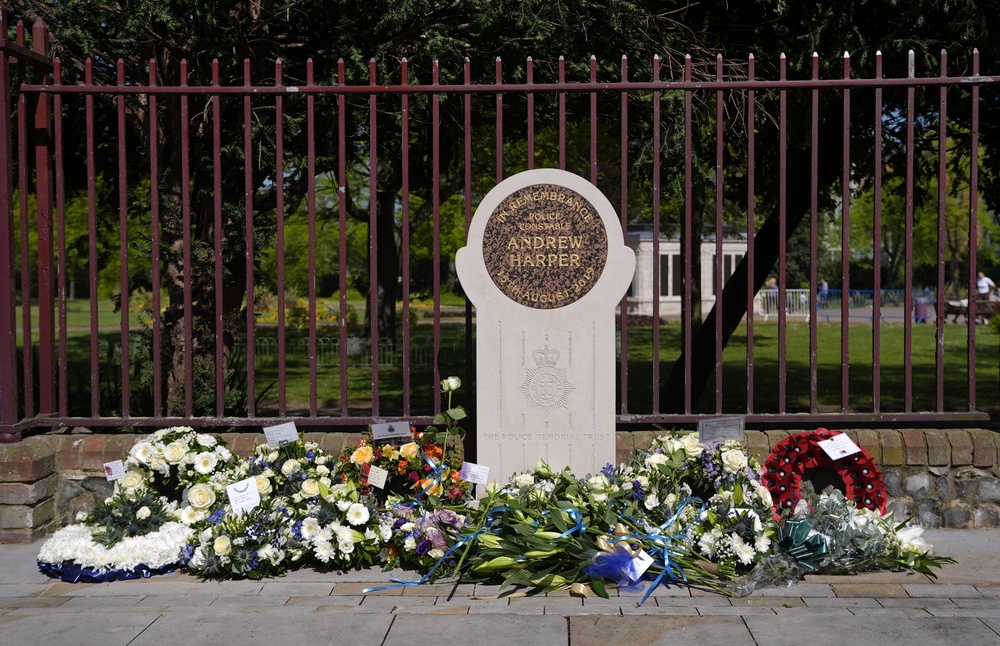 Memorial stone in Reading dedicated to the memory of Police Constable Andrew Harper of Thames Valley Police (Andrew Matthew/PA credit) (PA Wire)