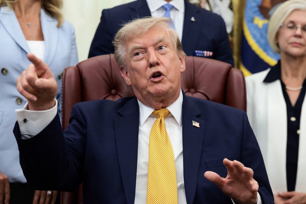 President Donald Trump has repeatedly insisted that vandals have destroyed the monument. However, his Department of Justice said Friday that wasn’t the case (Reuters)