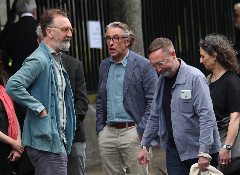 Steve Coogan arriving for the funeral of Glen Hansard at St Patrick's Cathedral in Dublin (PA)