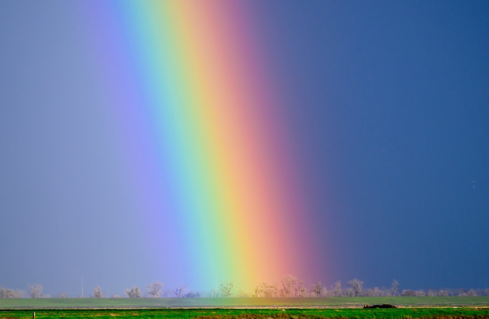 A rainbow is seen in Robbins, California, in February 2024. Regular rainbows form differently than fire rainbows (AFP via Getty Images)