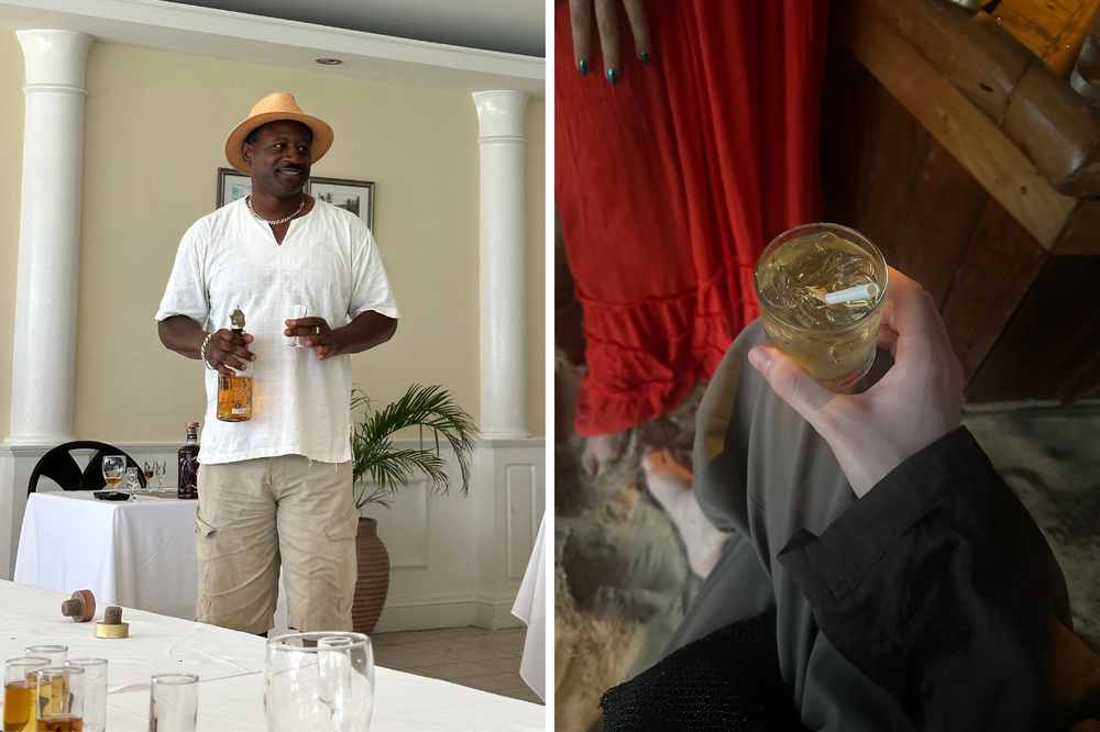Rum ambassador Ian Burrell leading a tasting session with Crossfire Hurricane rum (Samuel Mathewson/The Independent)