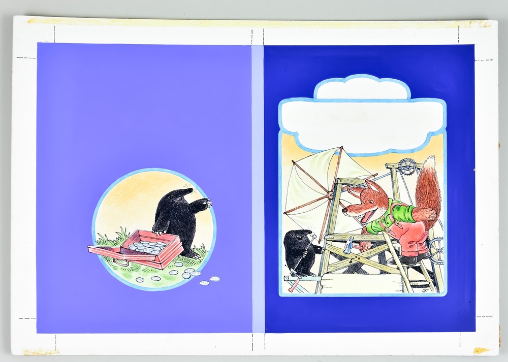 A signed painting of beloved fox Basil Brush chatting to a mole sold for £6,000 (The Canterbury Auction Galleries/PA)